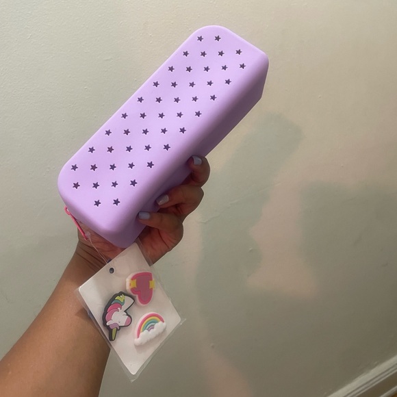 Purple Star-Patterned Pencil Case with shoe charms🦄 - Picture 1 of 3